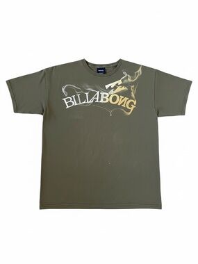 Billabong Graphic Logo T-Shirt Men's XL Olive Green Surf Skate Y2K Tee